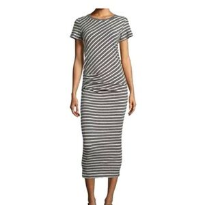 James Perse Gray and White Striped Dress